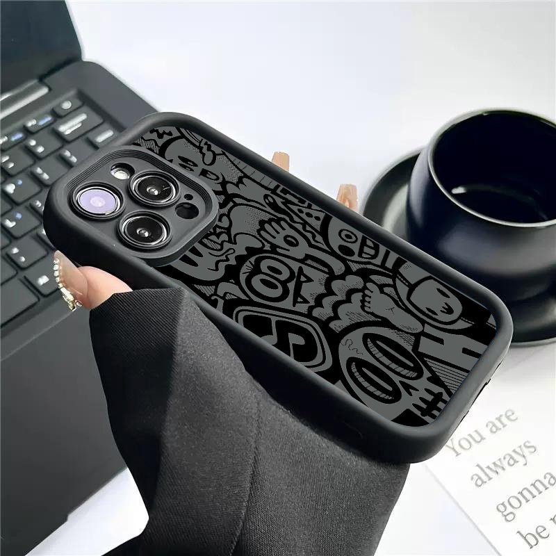 Черный чехол с граффити для iP – обзор и цена Phone Cases With Camera Cover